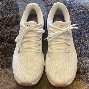 Woman Size 10 White and Purple Under Armour Shoes Like New